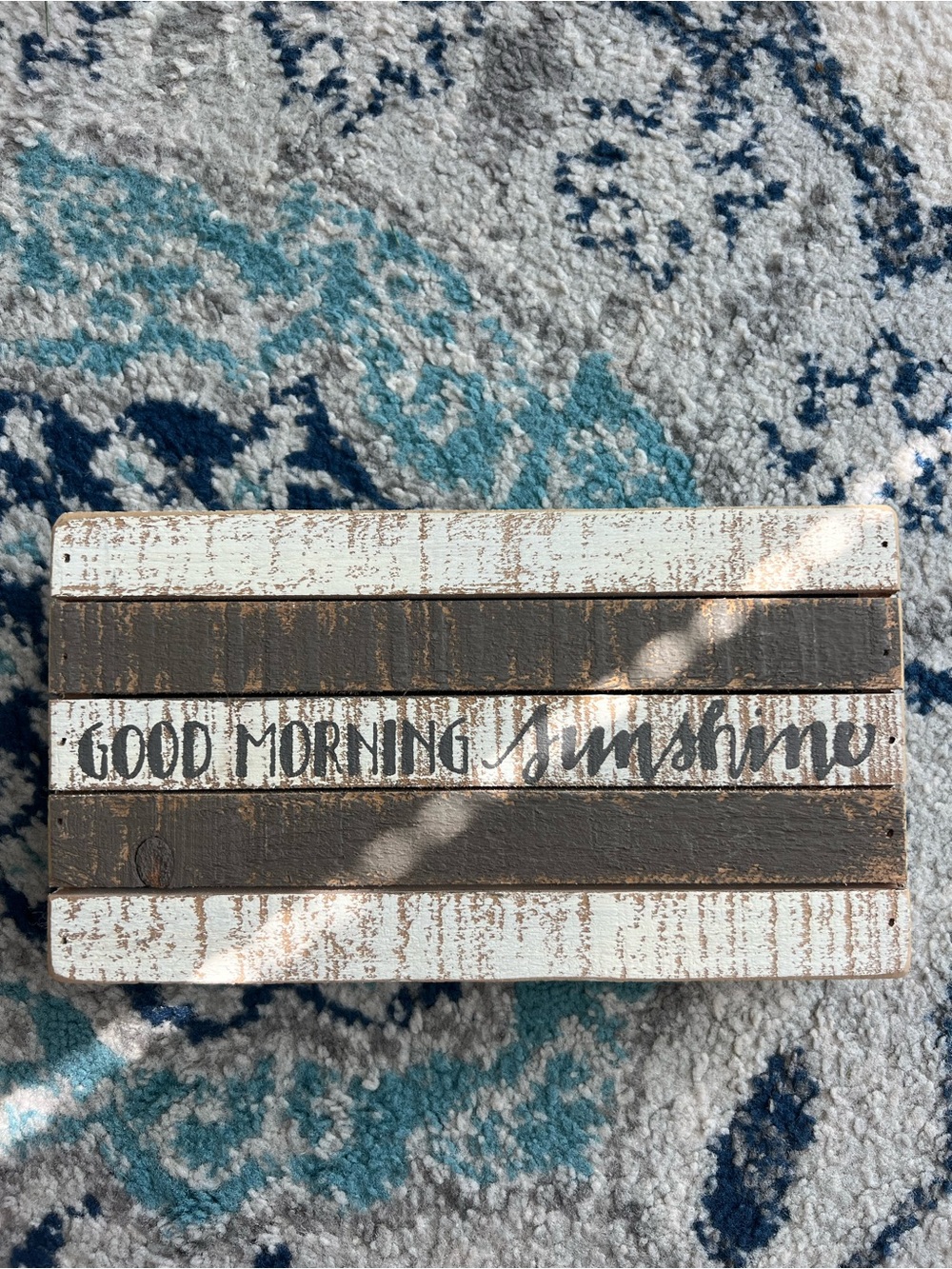 Good Morning Sunshine Rustic Wood Sign - White & Brown